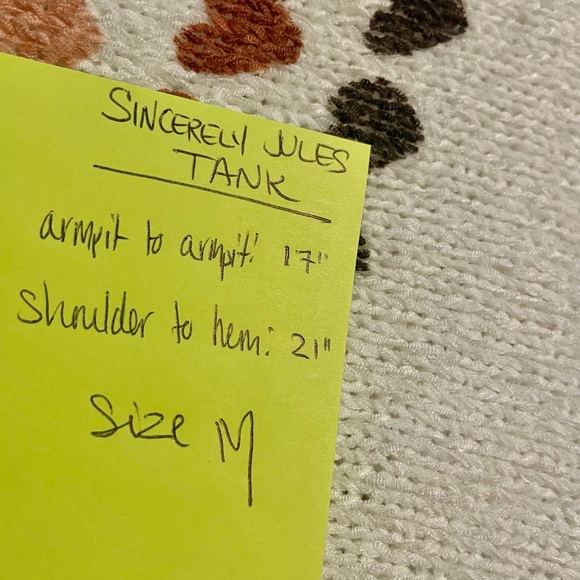 SINCERELY JULES knit tank top white heart v neck size medium blogger fav - Picture 7 of 7